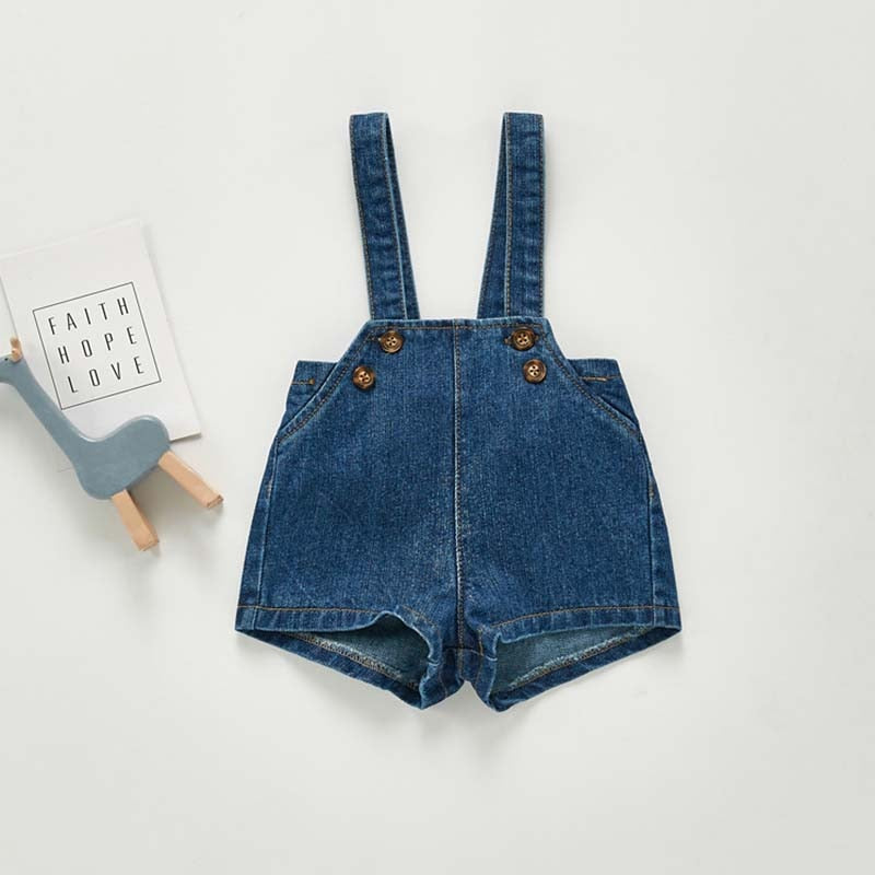Spring and Autumn Kids Jumpsuit Korean Fashion Children Denim Shorts