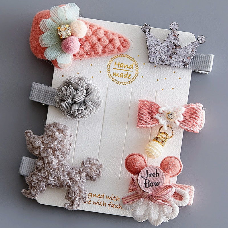 5/6Pcs/Set Hair Clip Set Baby Bow Hairpins for Girls Hair Accessories