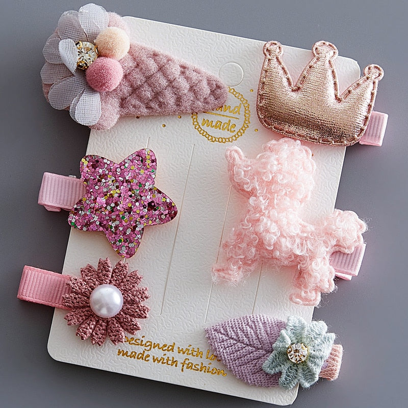 5/6Pcs/Set Hair Clip Set Baby Bow Hairpins for Girls Hair Accessories