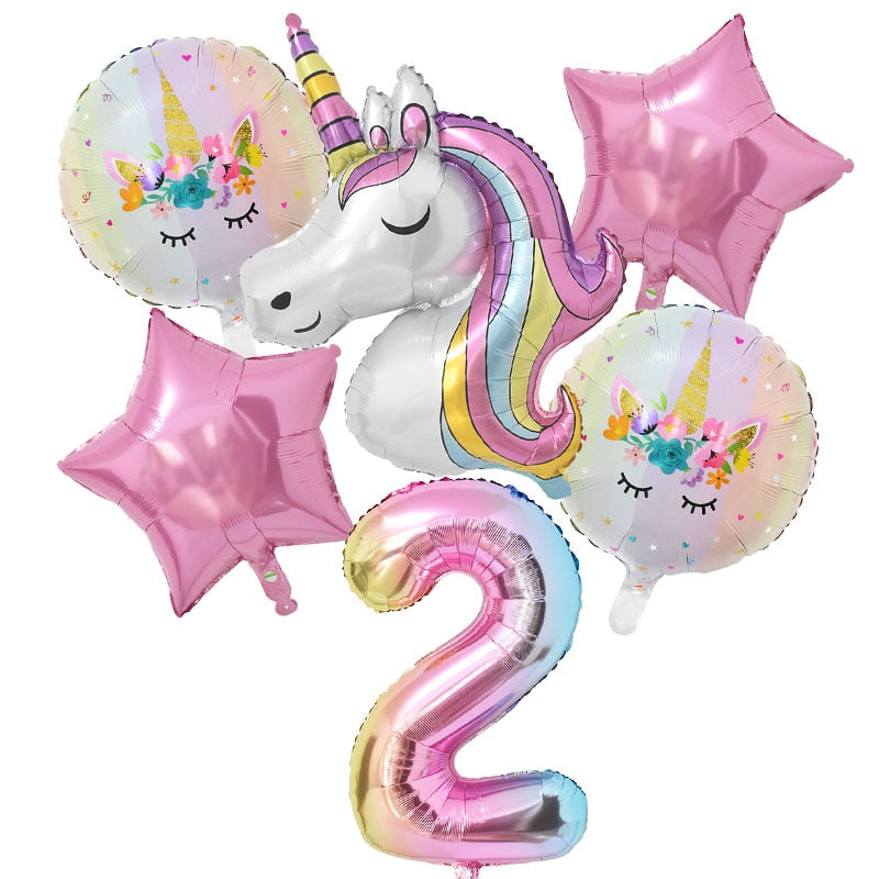 1 Set Rainbow Unicorn Foil Balloons and Cups