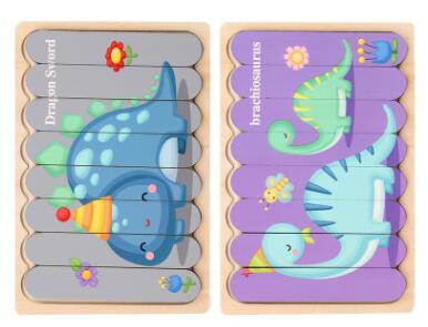 Double Sided Strip 3D Puzzles Wooden Montessori Materials Educational Toy