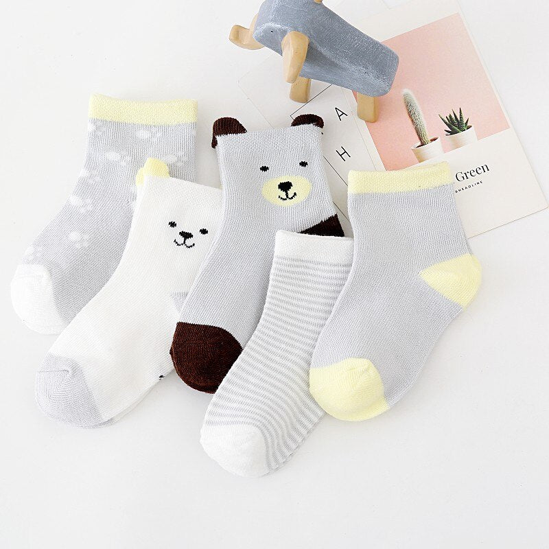5 Pairs %100 Cotton Socks 1-12Y
