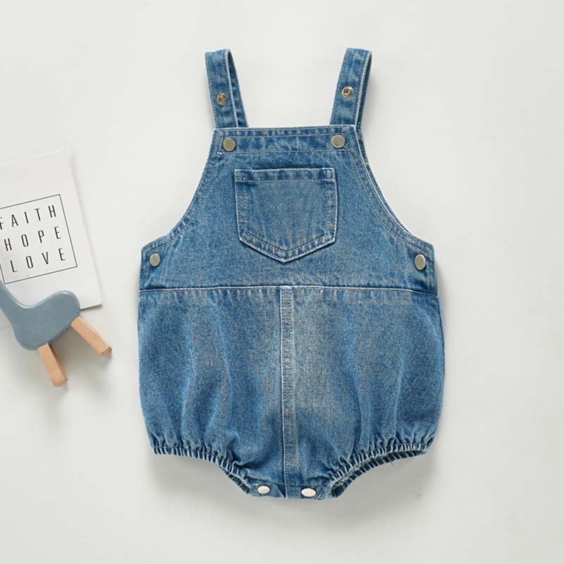 Spring and Autumn Kids Jumpsuit Korean Fashion Children Denim Shorts