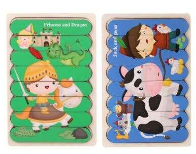 Double Sided Strip 3D Puzzles Wooden Montessori Materials Educational Toy