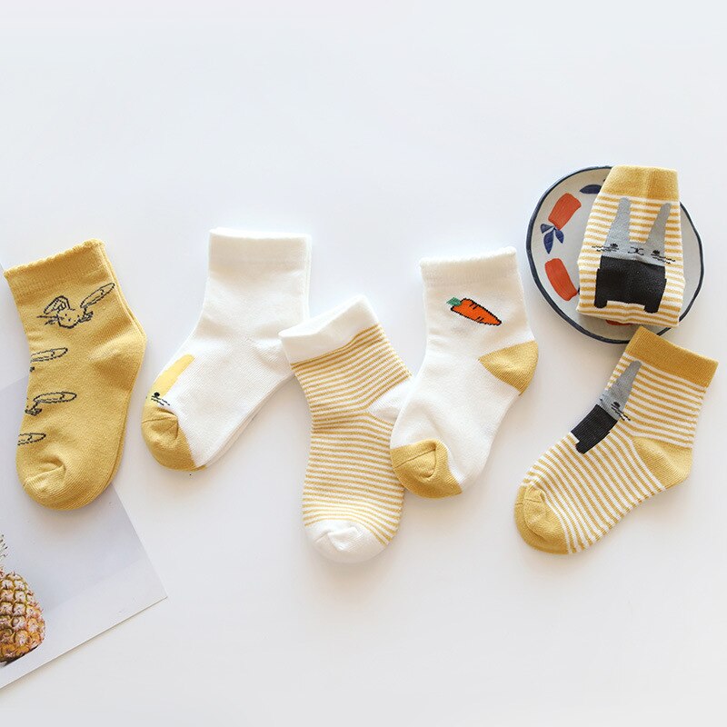 5 Pairs %100 Cotton Socks 1-12Y