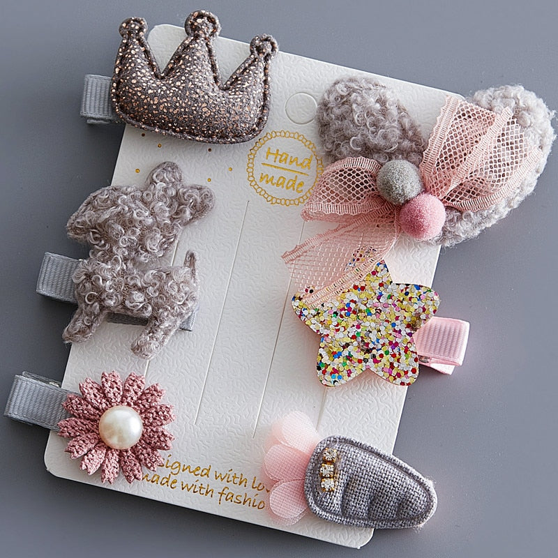 5/6Pcs/Set Hair Clip Set Baby Bow Hairpins for Girls Hair Accessories
