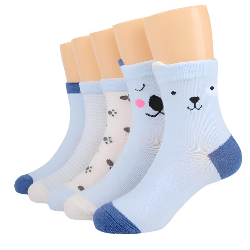 5 Pairs %100 Cotton Socks 1-12Y