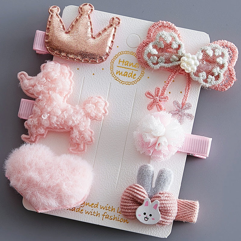 5/6Pcs/Set Hair Clip Set Baby Bow Hairpins for Girls Hair Accessories