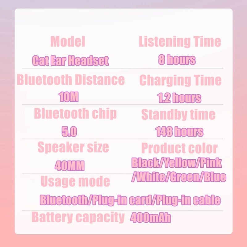 Wireless Headphones RGB Cat Ears Headset With Microphone Noise Cancelling