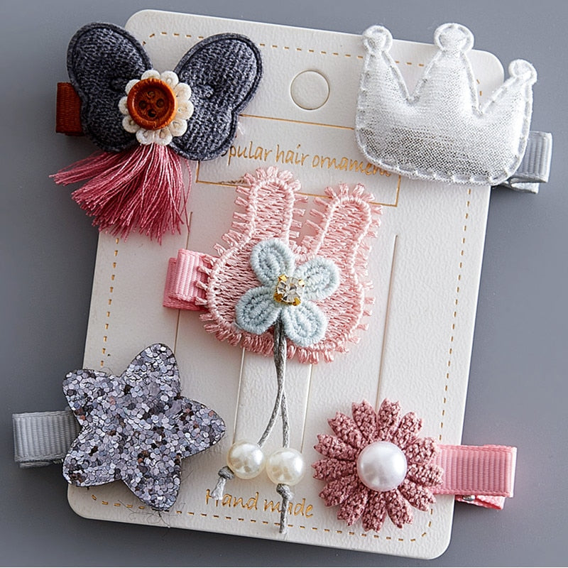 5/6Pcs/Set Hair Clip Set Baby Bow Hairpins for Girls Hair Accessories