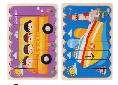 Double Sided Strip 3D Puzzles Wooden Montessori Materials Educational Toy