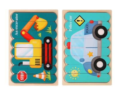 Double Sided Strip 3D Puzzles Wooden Montessori Materials Educational Toy