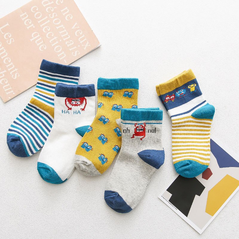 5 Pairs %100 Cotton Socks 1-12Y