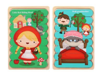 Double Sided Strip 3D Puzzles Wooden Montessori Materials Educational Toy