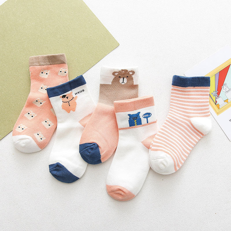 5 Pairs %100 Cotton Socks 1-12Y