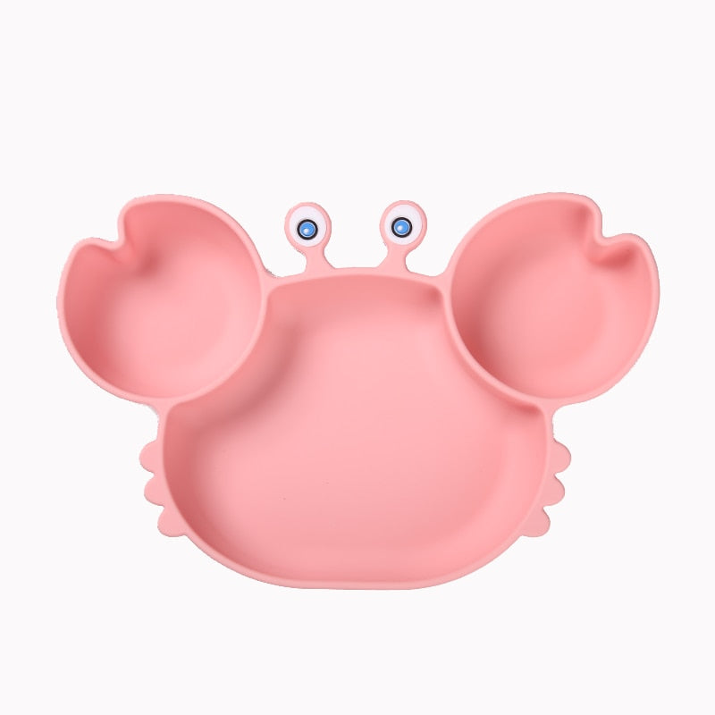 Bowls, Plates and Spoons Set Crab Design Silicone Feeding Non-Slip