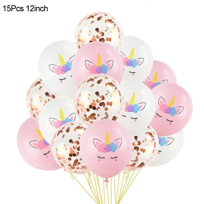 1 Set Rainbow Unicorn Foil Balloons and Cups