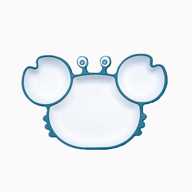 Bowls, Plates and Spoons Set Crab Design Silicone Feeding Non-Slip