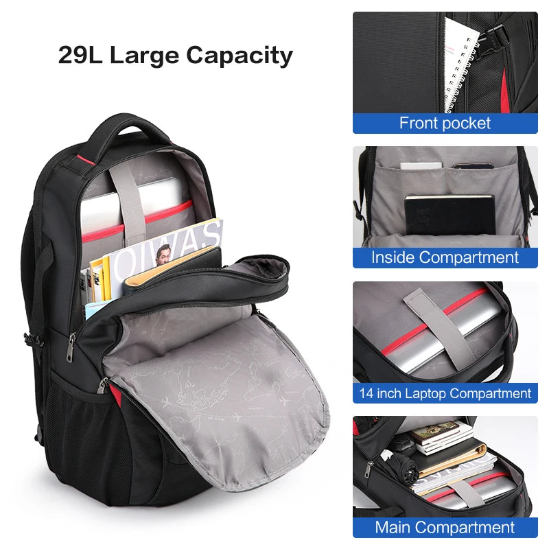 OIWAS Laptop Backpacks 14 Inch School Bags Waterproof Nylon 29L Casual