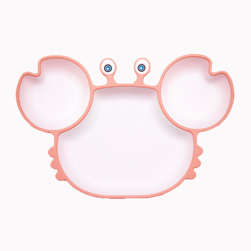 Bowls, Plates and Spoons Set Crab Design Silicone Feeding Non-Slip