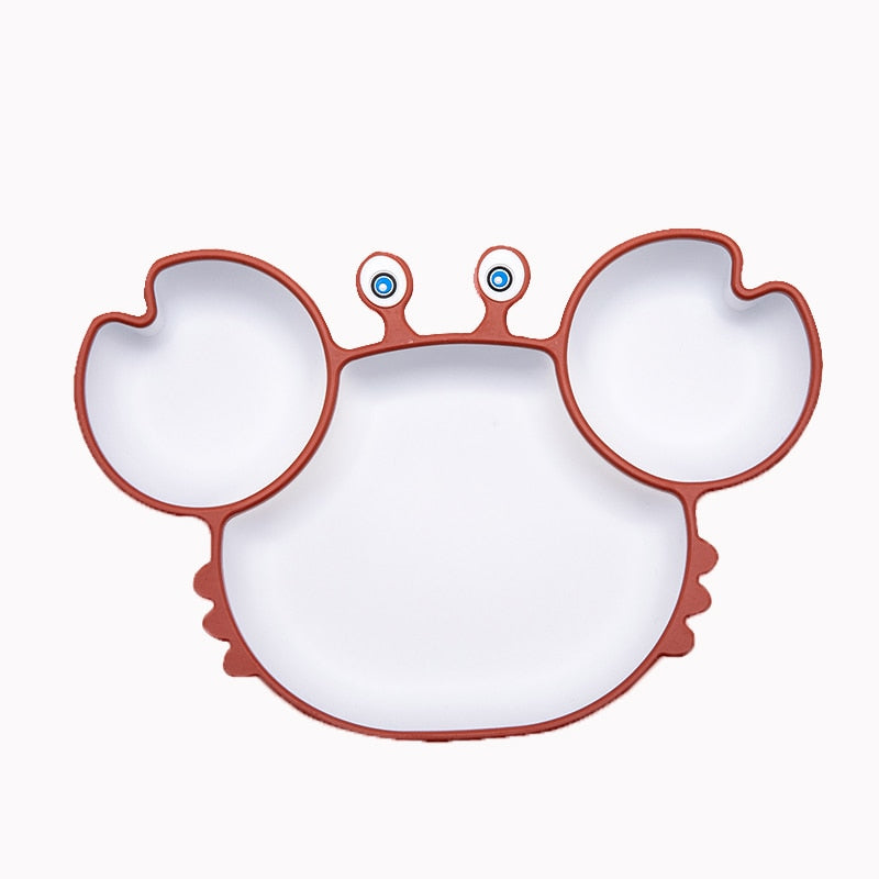 Bowls, Plates and Spoons Set Crab Design Silicone Feeding Non-Slip
