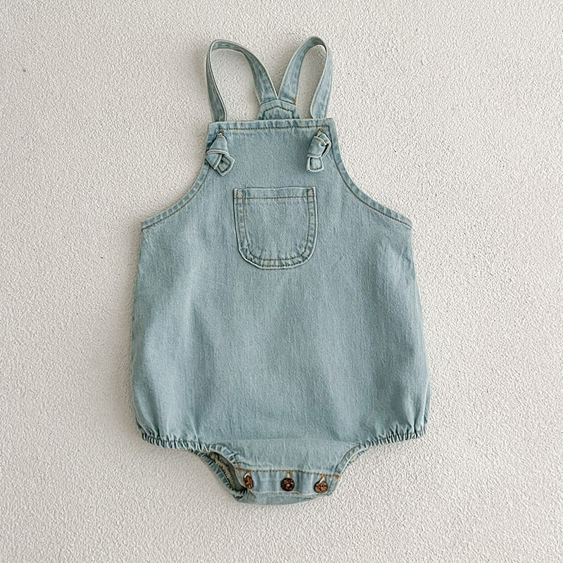 Spring and Autumn Kids Jumpsuit Korean Fashion Children Denim Shorts