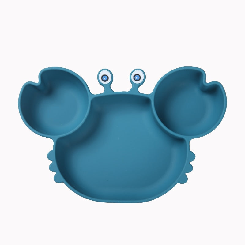 Bowls, Plates and Spoons Set Crab Design Silicone Feeding Non-Slip