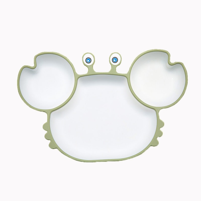 Bowls, Plates and Spoons Set Crab Design Silicone Feeding Non-Slip