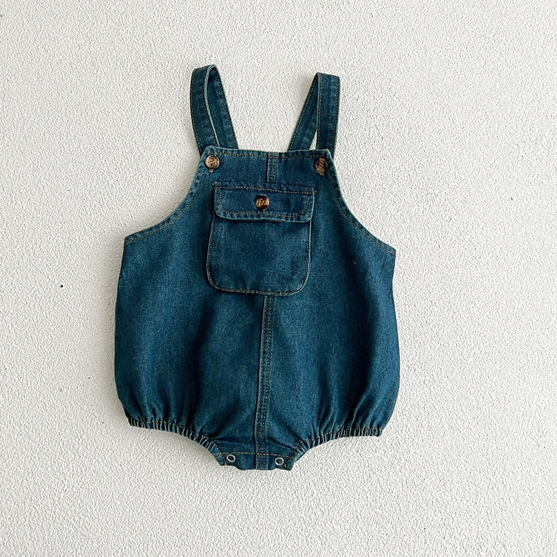 Spring and Autumn Kids Jumpsuit Korean Fashion Children Denim Shorts