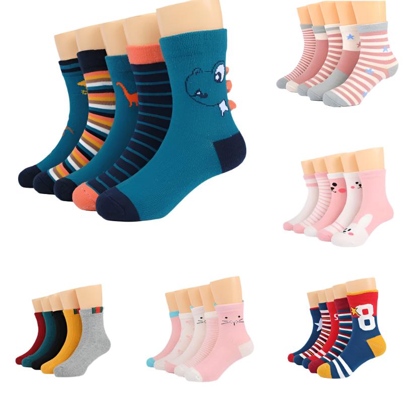 5 Pairs %100 Cotton Socks 1-12Y
