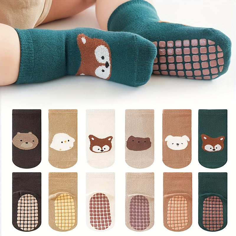 6 Pairs Toddler's Novelty Cute Floor Socks - Anti-skid