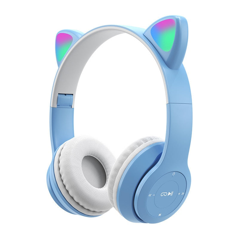 Wireless Headphones RGB Cat Ears Headset With Microphone Noise Cancelling