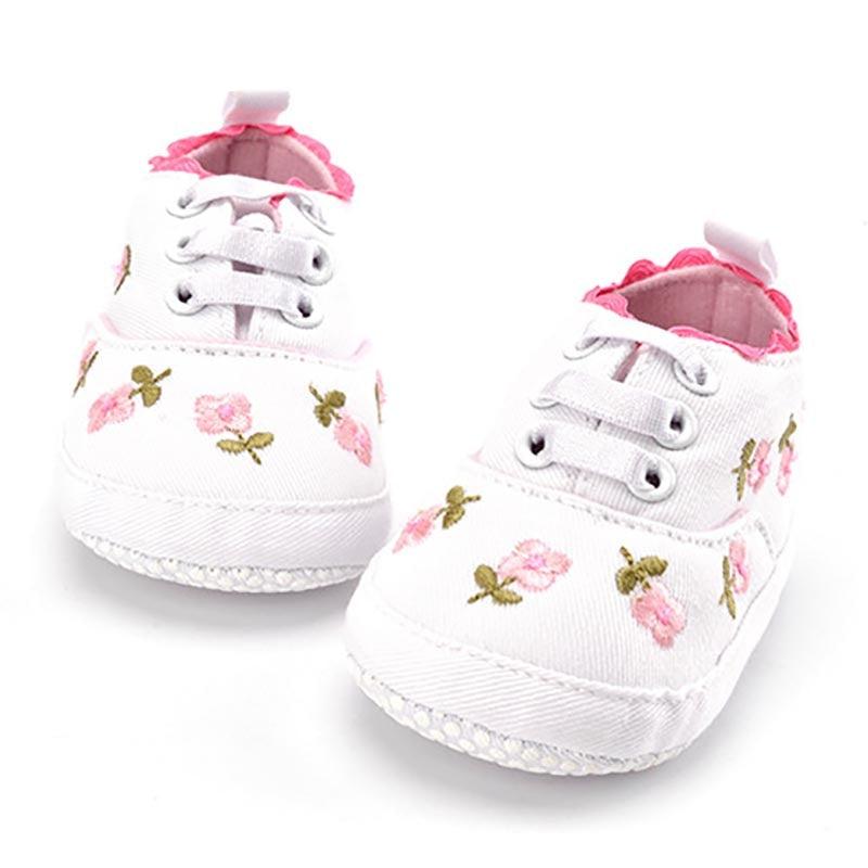 Floral Embroidered Soft First Walker Shoes