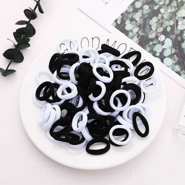 100PCS/Set Colorful Elastic Hair Bands and Pigtails Hair Tie