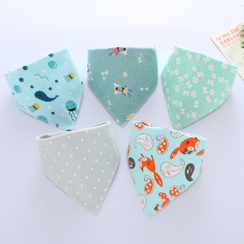 5Pcs/Set Triangle Double Cotton Bandana Bibs