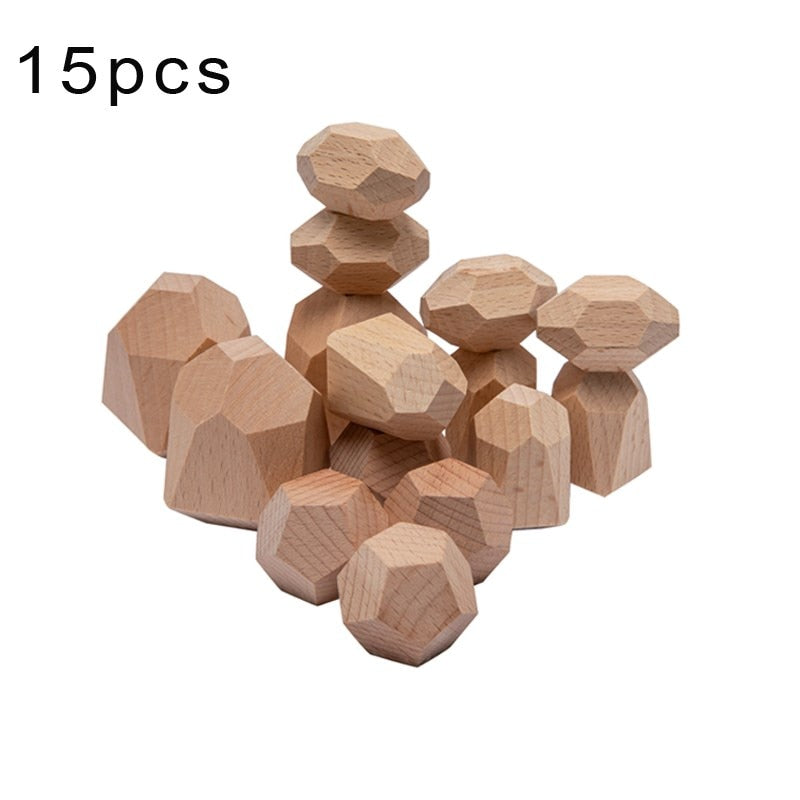 Wooden Rainbow Stones Building Blocks