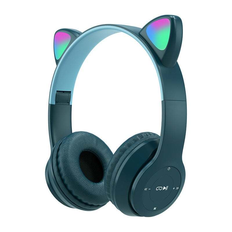 Wireless Headphones RGB Cat Ears Headset With Microphone Noise Cancelling