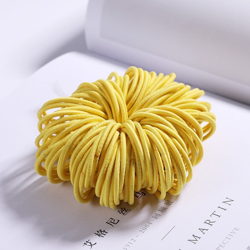 100PCS/Set Colorful Elastic Hair Bands and Pigtails Hair Tie