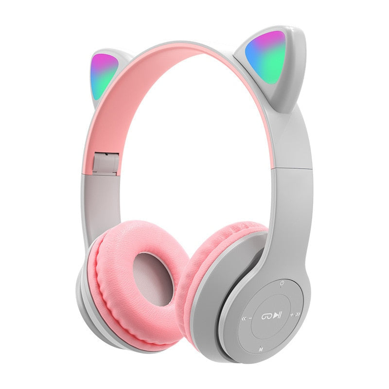 Wireless Headphones RGB Cat Ears Headset With Microphone Noise Cancelling