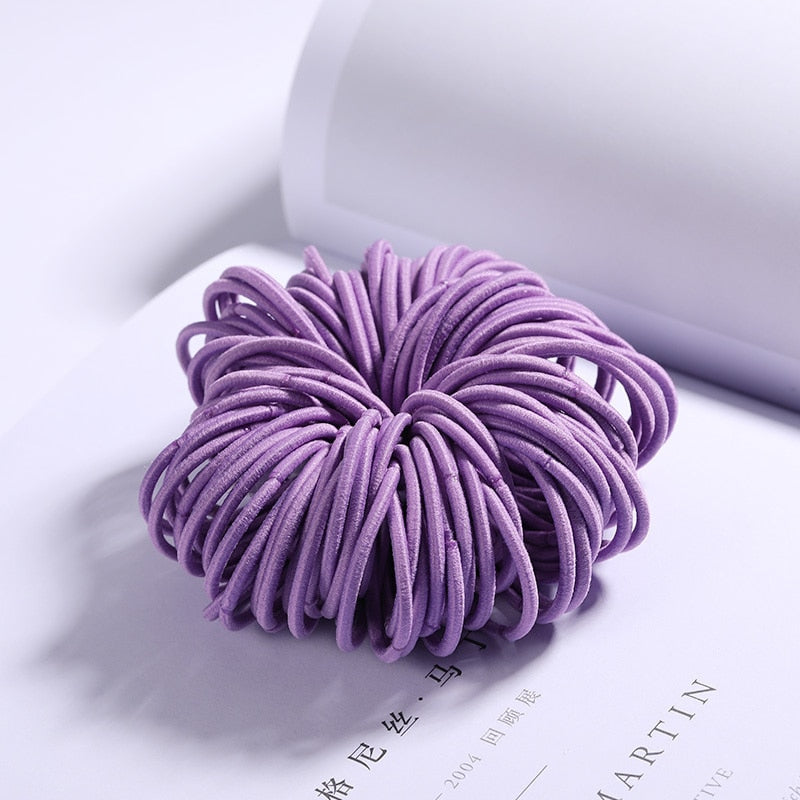 100PCS/Set Colorful Elastic Hair Bands and Pigtails Hair Tie