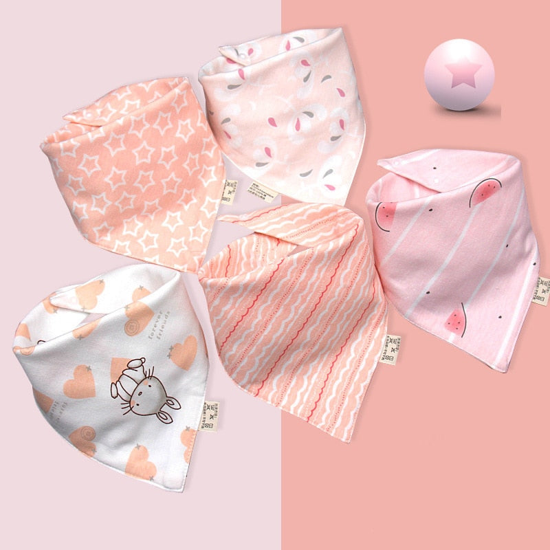 5Pcs/Set Triangle Double Cotton Bandana Bibs