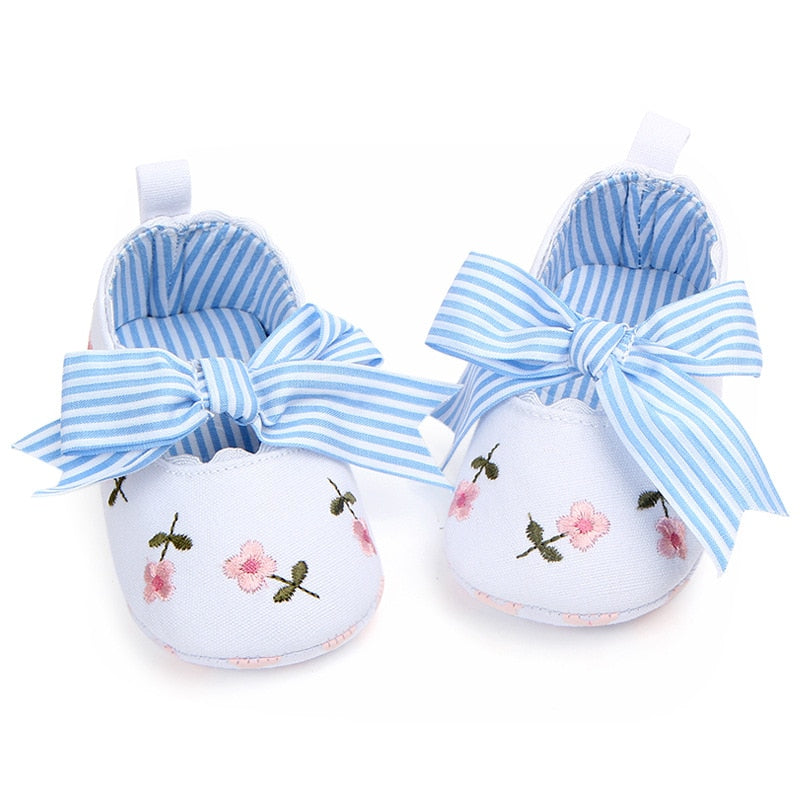 Floral Embroidered Soft First Walker Shoes