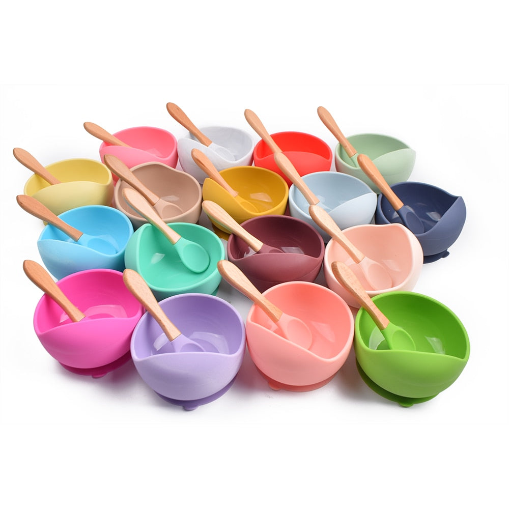 2PCS/Set Silicone Baby Feeding Bowl