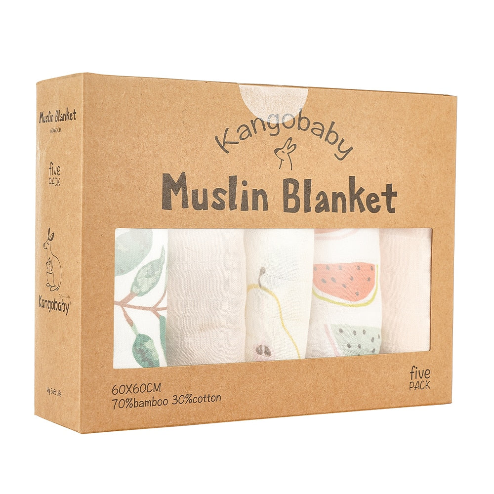 5 Pcs Pack Multi-Functional Bamboo Cotton Muslin Blanket