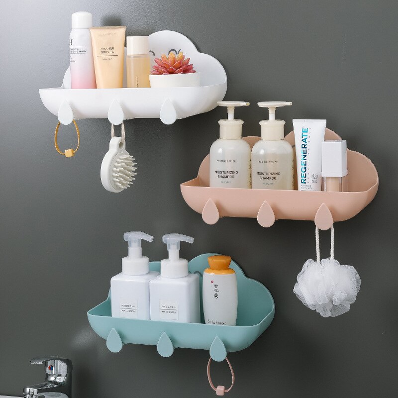 Wall Mounted Cloud-Shaped Shelf, Bathroom Soap Towel Storage Rack Free Punch