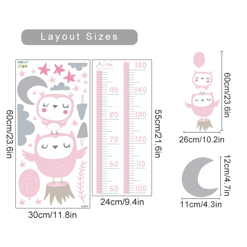 Height Measurement Animals Wall Sticker