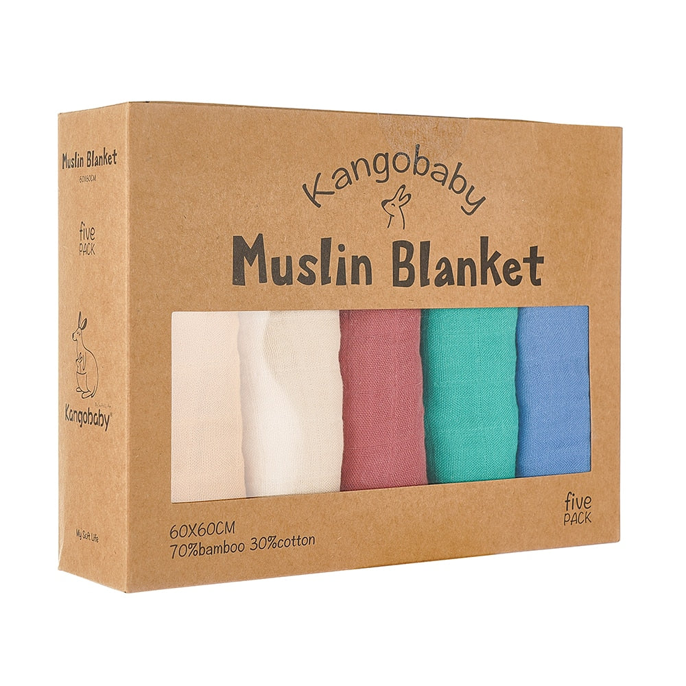 5 Pcs Pack Multi-Functional Bamboo Cotton Muslin Blanket