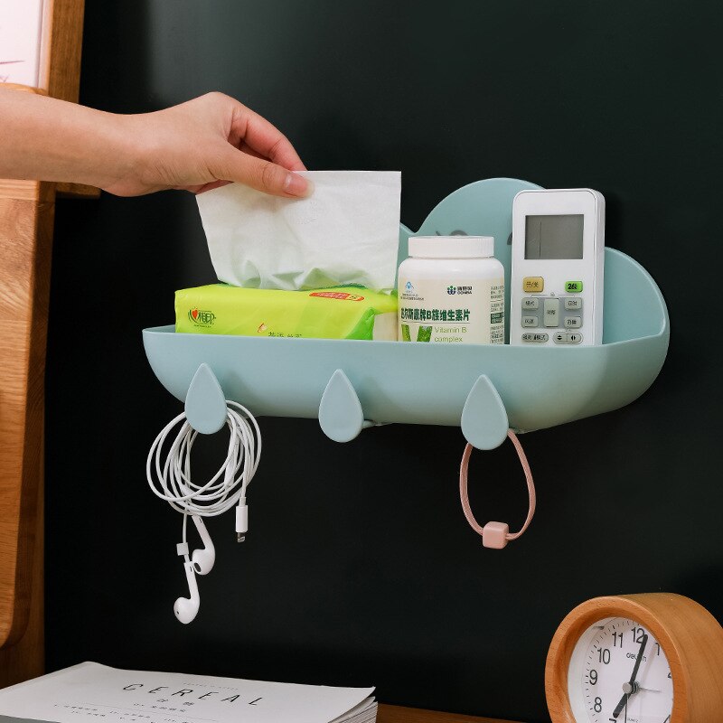 Wall Mounted Cloud-Shaped Shelf, Bathroom Soap Towel Storage Rack Free Punch