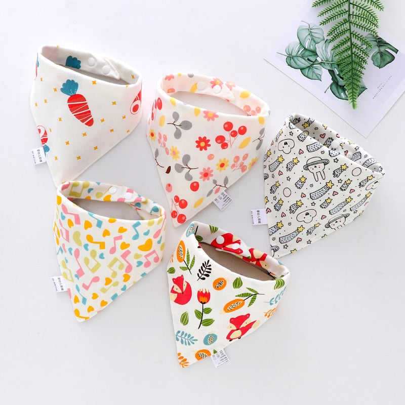 5Pcs/Set Triangle Double Cotton Bandana Bibs