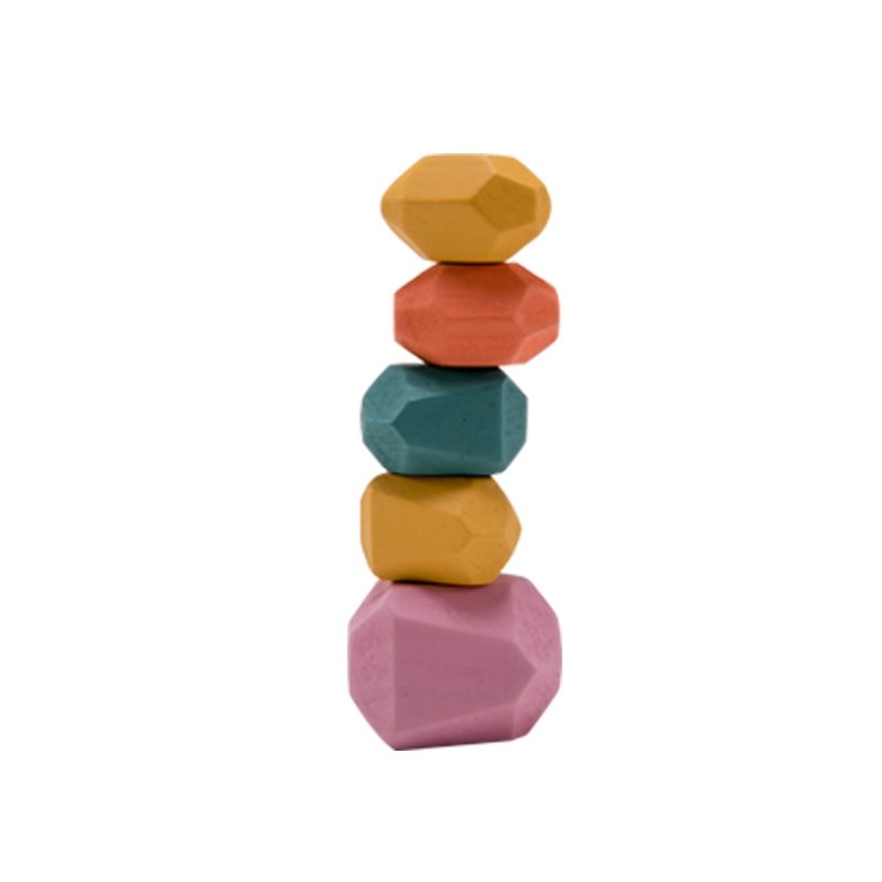 Wooden Rainbow Stones Building Blocks